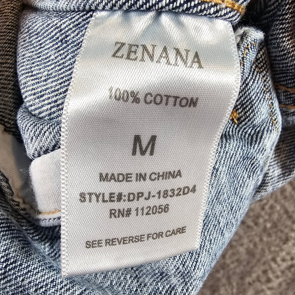 Zenana Women Acid Wash Denim Trucker Jacket Raw Hem Blue Medium - Picture 4 of 6